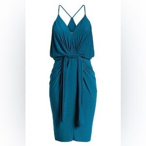 Misa Los Angeles Domino Draped Mini Dress in Indigo Size Small NWT